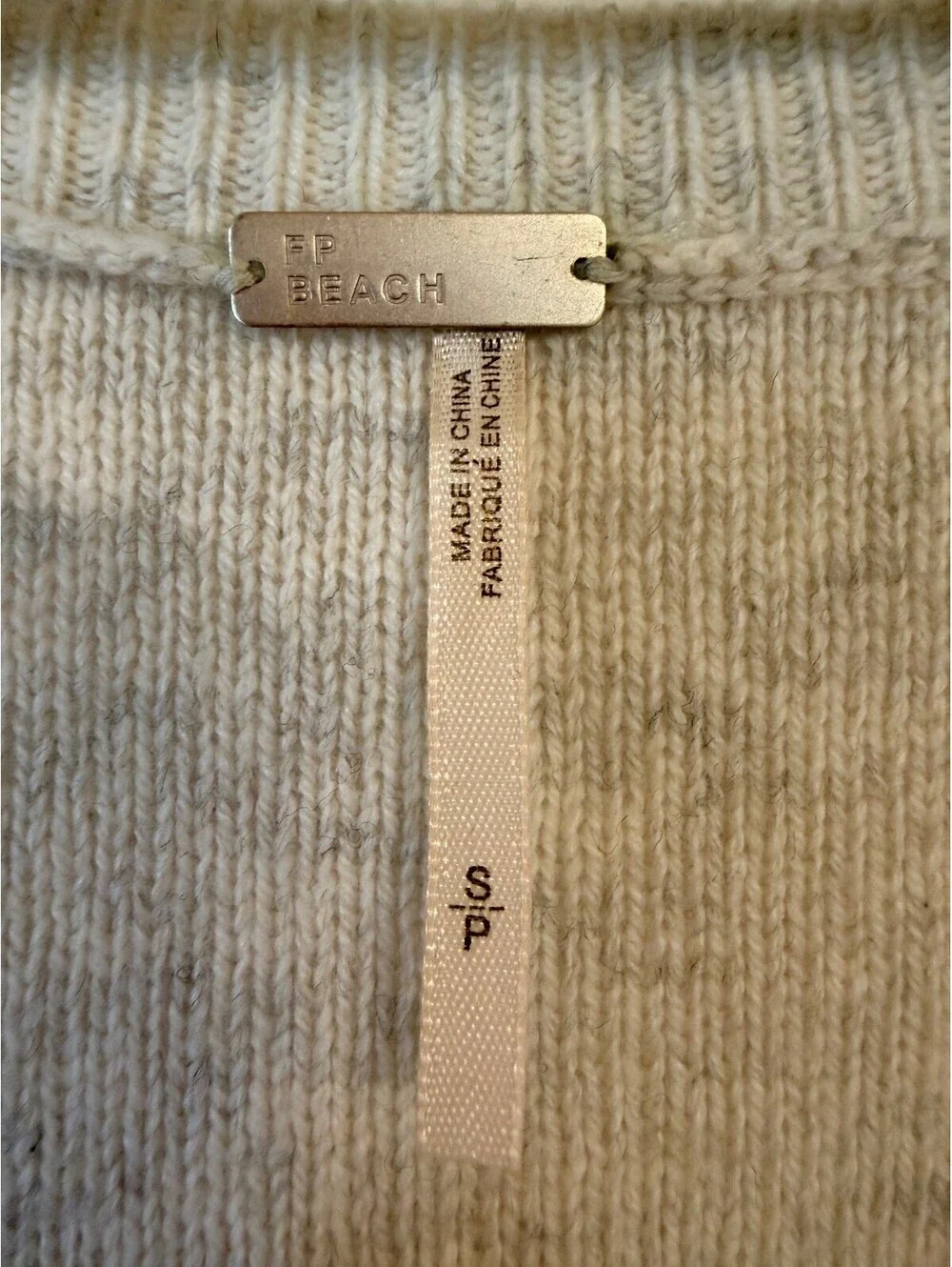 FP Beach Colorblock Merino Wool Cashmere Sweater Green Gray Size S